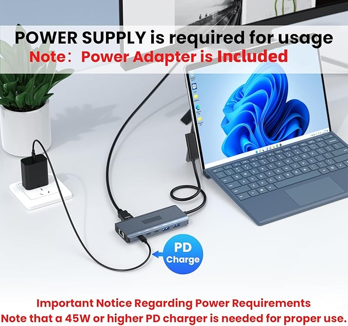 New MS Surface Dock 11-in-1 Surface Docking Station 4K@60HZ HDMI Surface Travel Hub for Surface Pro 11/10/9/8/X/7/6/5/4/3 Surface Laptop 6/5/4/3/2/1 Laptop Go 3/2/1 Surface Book