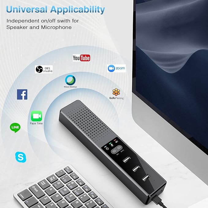 3 in 1 USB Computer Speaker with Microphone PC Laptop Desktop Conference Speaker with Mic for Smart Home Office and Online Study360 Degree Enhanced