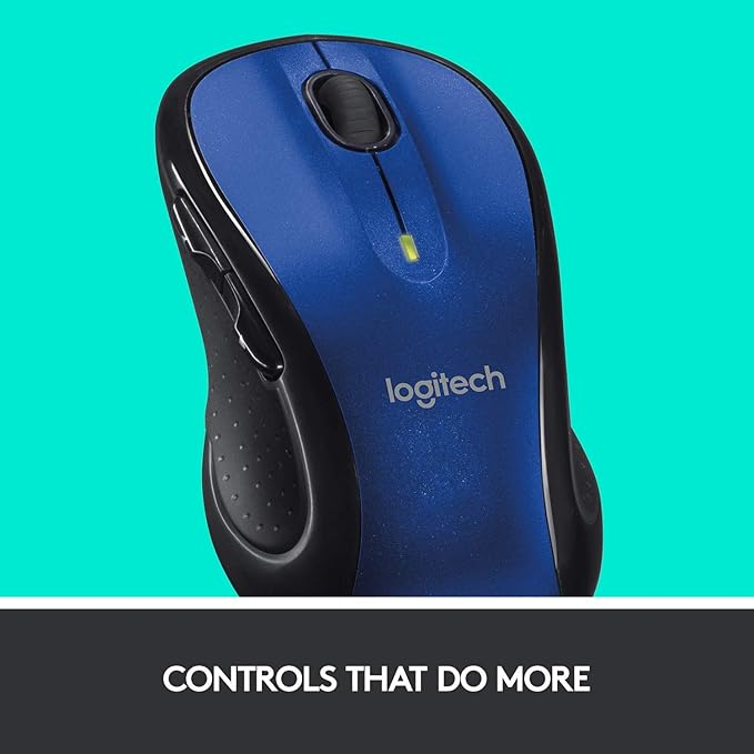 Logitech M510 Wireless Computer Mouse – Comfortable Shape with USB Unifying Receiver with Back/Forward Buttons and Side-to-Side Scrolling Blue