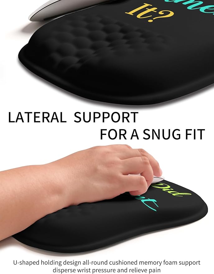 Hokafenle Ergonomic Wrist-Hugging Mouse Pad Wrist Support U-Shaped Holding Wrist Rest Mousepad for Carpal Tunnel Pain Relief with Cushioned Memory Foam Slope Massage Bulge (10.2x8.3 inDocument it)
