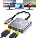 USB to Dual HDMI Adapter 1080P 60Hz USB A 3.0 to HDMI Adapter for Laptop PC Desktop Compatible with Mac OS Windows 7/8/10/11 - Requires Driver Installation