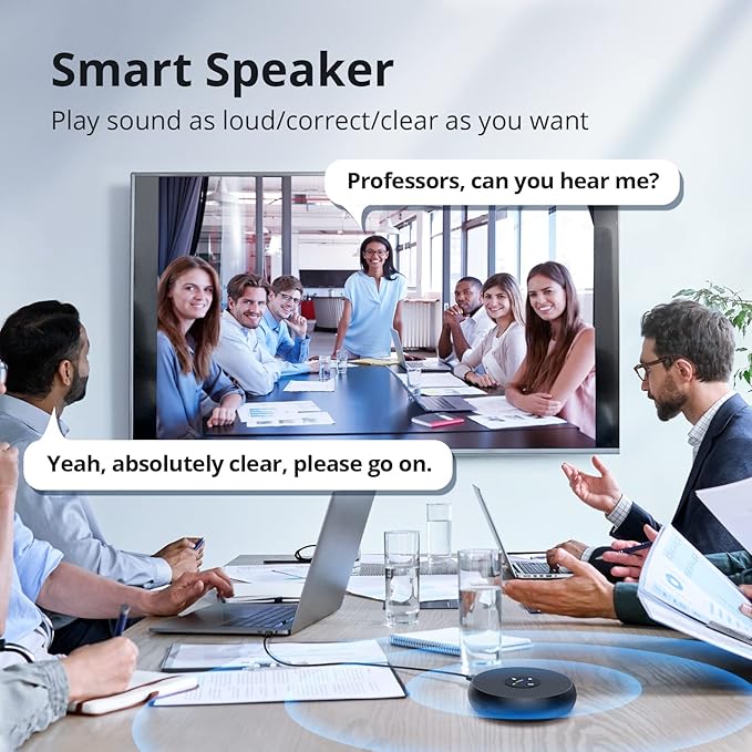 EMEET USB Speakerphone M1A Zoom Certified AI Mics 360°Voice Pickup USB Type C-A Plug&ampPlay Computer Speakers with Microphone Fast Mute Noise Reduction Echo Cancellation for 5-8 People for Zoom Te