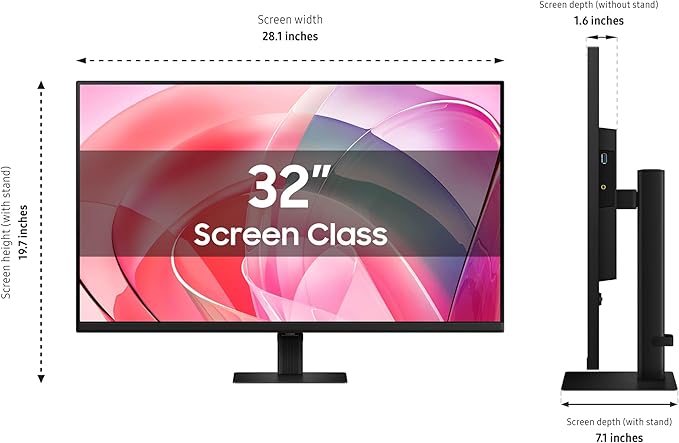 Samsung 32 ViewFinity S7 (S70D) 4K UHD IPS HDR10 High Resolution Monitor HDMI &amp DP Port TUV-Certified 2025 LS32D700EBNXGO