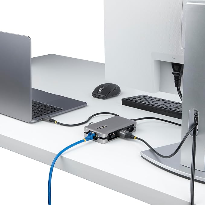 StarTech.com USB-C Docking Station for MacBook Pro M1 M2 M3 M4 and Windows 4K 60Hz HDMI or DP Video USB 10Gbps Hub 100W Laptop Charging GbE 1ft/30cm Cable