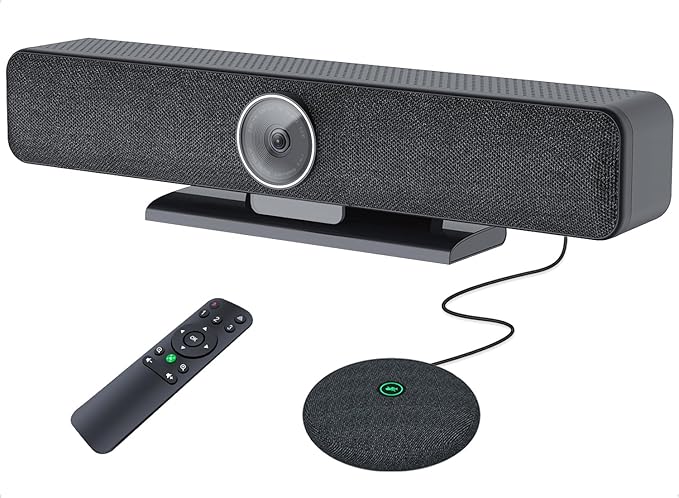 Video Conferencing System 4K Conference Room Camera with 4 Microphones &amp 1 Expansion Mic &amp Speaker AI Face &amp Speaker Tracking 120° Wide Angle View PC/Mac/Laptop/Meetings/Teams/Zoom - L