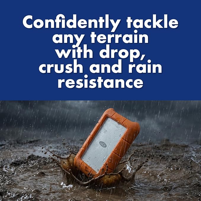 LaCie Rugged 5TB Portable External HDD - USB 3.0/2.0 Compatible Shock/Dust/Rain Resistant for Mac &amp PC Orange Grey