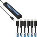 SABRENT 13 Port High Speed USB 2.0 Hub with Power Adapter and 2 Control Switches with Micro USB Cable 6Pack 3FT