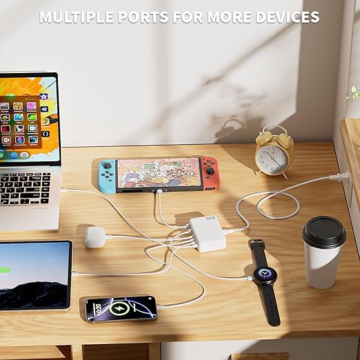USB C Charger Block200W Type C Charger Fast Charging8 Port USB C &amp A Charging Station GaN III Desktop Hub Block Laptop Adapter for Apple iPhone Air/17/16/15iPad Pro/Air/MiniMacBook Pro/AirSam
