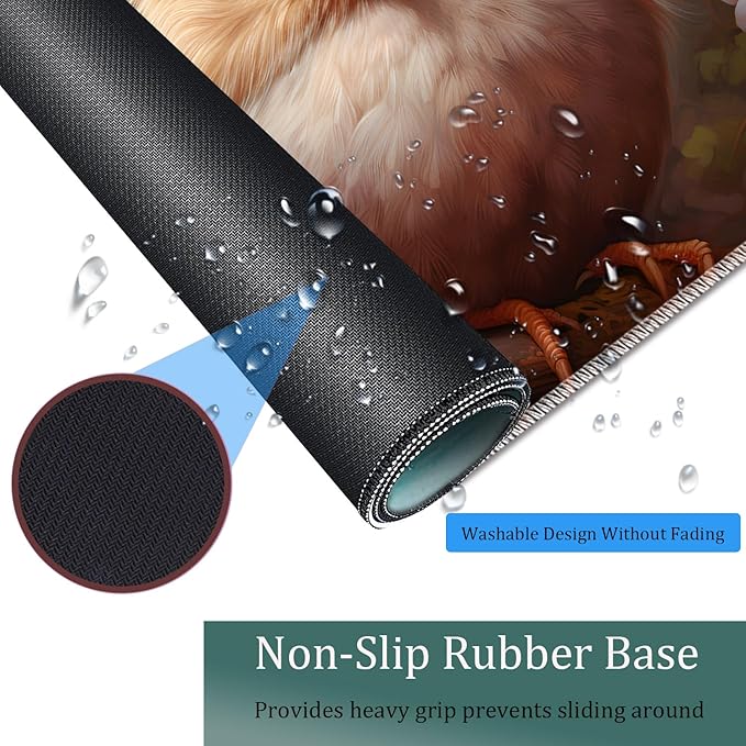 Large Game Mouse Pad + Wrist Support Pad + Coffee Coaster Desk Pad with Sewn Edges Anti-Slip Set pad Suitable for Office Work and Home - Cute Animals Birds Flowers