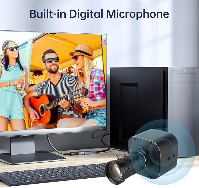 4K HD USB Camera 10X Optical Zoom 5-50mm Variable Lens 8MP Mini Web Camera with Microphones 1920x1080@60fps Manual Focus with 2 Image Formats MJPEG and YUY2 Compatible with Window XP/Vista/7/8/10