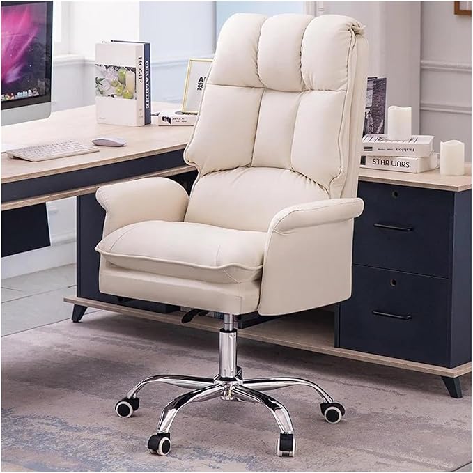 Computer Chair White Gaming Chair Comfortable Soft Sofa Chair Bedroom Computer Chair Girls Live Gamer Chair Leather Office Chair Furniture(Brown)