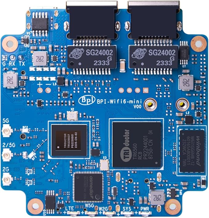 WayPonDEV Banana Pi BPI-WiFi 6 Router OpenWRT Board Dual Band Wireless Internet Router 802.11ax ac WiFi 6 Gigabit VPN Router with 5GE Phy and RGMII Support WPAWPA2WPA3 (Wifi6 Mini SET2)