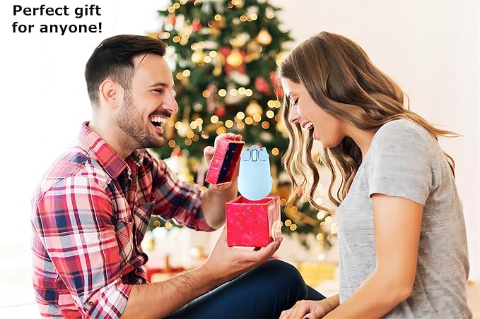 Wireless Mouse Cute Pig Bluetooth &amp USB Dual Mode MiceSilent Portable Compact Blue Fun Mice for Mac/PC/Laptop/Chromebook/Computer/Tablet/iPad/MacBook Air/Pro Travel Kids Girls Boys Women Men Gift