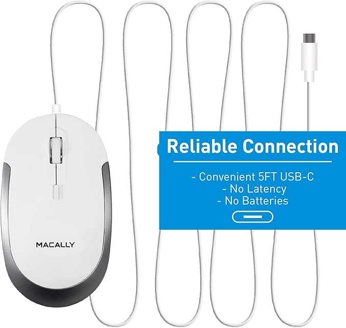 Macally USB C Wired Mouse and an Adjustable Vertical Laptop Stand Bring Elegance to Your Workspace