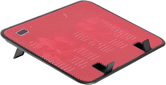 Sewroro Laptop Cooler with Dual Quiet USB Fans Lightweight Cooling Pad Stand with Angles and Anti-Slip Design for Notebook Heat Reduction Portable Red