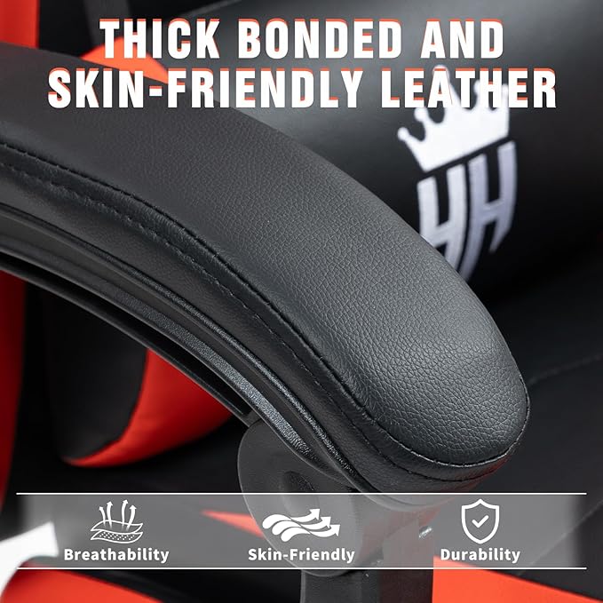 Gaming Chair with Footrest Ergonomic Computer Chair for Adult Adjustable Headrest Lumbar Pillow Large Size Reclining Gaming Chair Big and Tall with Linkage Armrest for Home Office Gaming