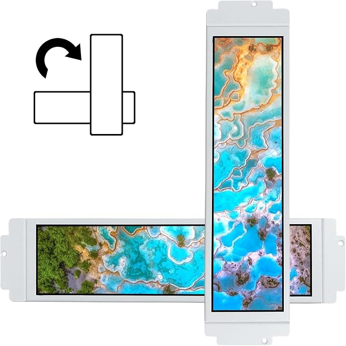 VSDISPLAY 9.1 Inch 462x1920 LCD Monitor Small Stretched Bar Display for D32 Computer PC Case Infront Screen CPU GPU RAM Temperature DataWhite