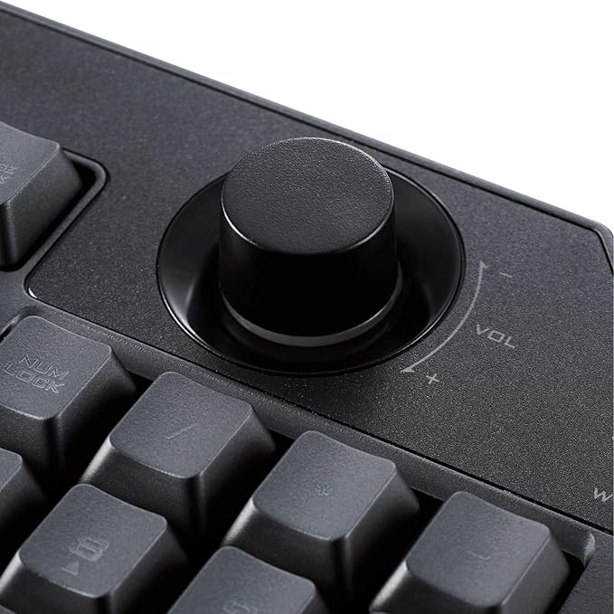 Elecom TK-G02UMBK Wired Gaming Keyboard with Detachable Wrist Rest Volume Dial Membrane Full Key Black