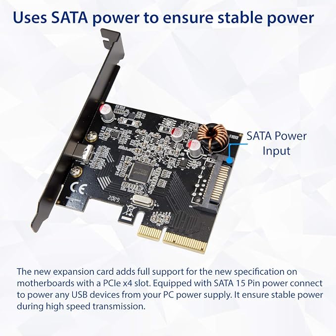 Syba Single Port USB-C 3.2 Gen 2x2 PCI-e Gen 3 x4 Expansion Card ASMedia ASM3242