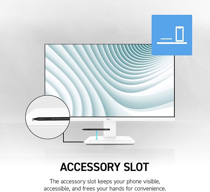 msi PRO MP273W E14A 27-inch IPS 1920 x 1080 (FHD) Gaming Office Monitor 144Hz Free-Synch HDMI DisplayPort VGA Port VESA Mountable Tilt Speaker 4-Side Slim Bezel 1ms White