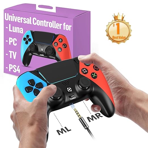 Enstixsm Upgraded for Luna Controller with Back PaddlesTurboWireless Fire TV Game Controllers for PCGeForce NOWFirestickReplacement for Luna Gamepad with ALPS JoystickNo Drift Stick Blue and Re