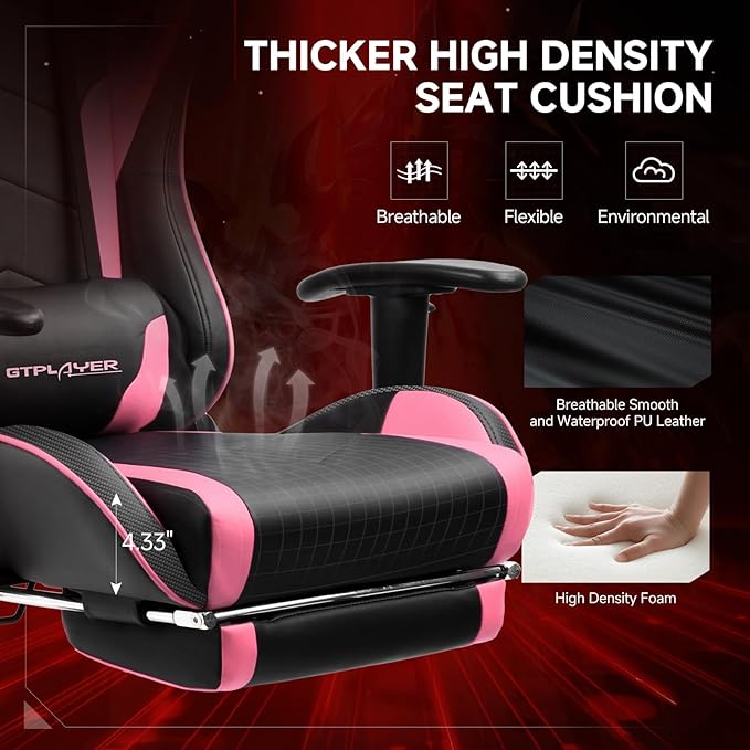 GTPLAYER Gaming ChairGamer Chair with Bluetooth and Adjustable BackrestSeat Height Adjustable Computer Chairs with 3D ArmrestsVideo Game Chair with Footrest Speakers (Colourful)