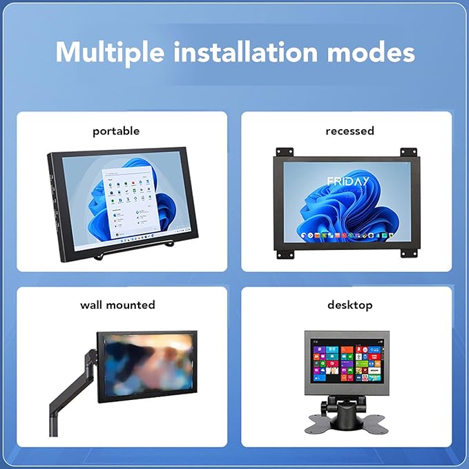 10in Portable External Monitor Small Monitor 178° Angle 1280x800 HD Multimedia Interface with Dual Speakers External Monitor for Laptop PC DVR