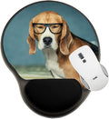 MSD Mousepad Wrist Rest Protected Mouse Pads Mat with Wrist Support Image ID: Sleepy beagle dog in funny glasses near laptop Image 25970204 Stai