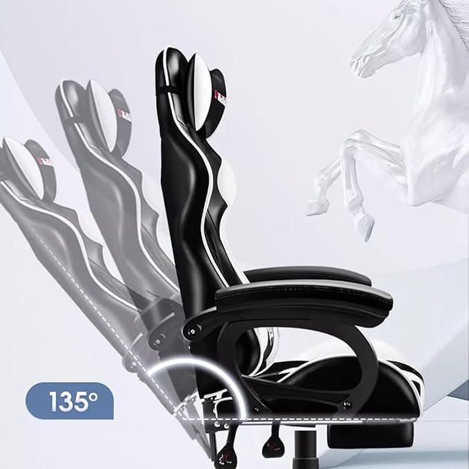 Gaming Chair Office Chair Desk Chair 360° Swivel Ergonomic Leather Computer Chair with Lumbar Support Headrest Reclining Video Game Chairs for Adults Height 120-128CM Pink
