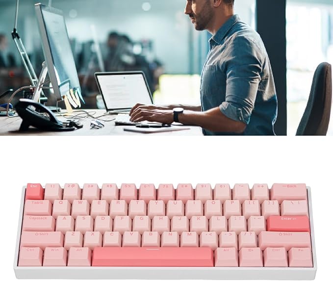 Denash 61 Keys Mechanical WireIess Bluetooth Gaming Keyboard with RGB Lights for PC Laptop Long Battery Life Wins 10 HarmonyOS Compatible