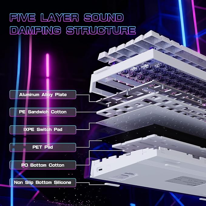 ATTACK SHARK R85 HE Wired Rapid Trigger Mechanical RGB Gaming Keyboard with Custom Lightbox8KHz Polling Rate0.005mm RT Accuracy0.08MS LatencyHall EffectMagnetic SwitchDriver for PC-White Contour