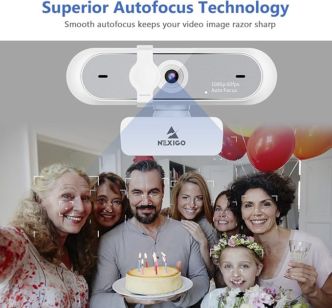NexiGo 1080P Webcam Kits N660P (Gen 2) 1080P 60FPS Webcam with Software Control Dual Microphone &amp Cover Autofocus Lightweight Mini Tripod for OBS/Zoom/Skype/FaceTime/Teams/Twitch
