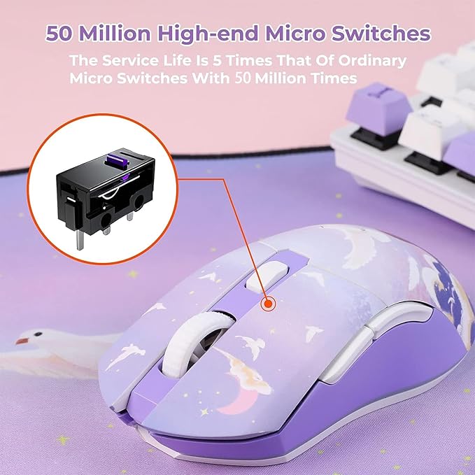 DAREU Wireless Gaming Mouse with Charging Dock Rechargeable RGB12K DPI7 Programmable Buttons High-Precision Sensor [300IPS] [1000Hz] for PC Notebook Mac