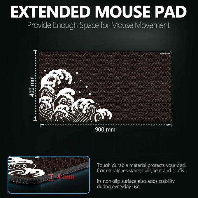 X-Raypad Aqua Control Plus Wave Gaming Mouse Pad Ultra-High Precision Mouse Pad with Perfect Speed and Control Capability Consistent X and Y Glide Designed for Fps Players with Low DPI Requirements
