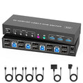 4K HDMI DisplayPort KVM Switch 4 Computers 2 Monitors - 4K@60Hz Dual Monitor KVM Switch 4 Port for 4 PCs Share 2 Monitors - 3 USB 3.0 Ports Sharing Keyboard Mouse Printer/Scanner 4 in 2 Out