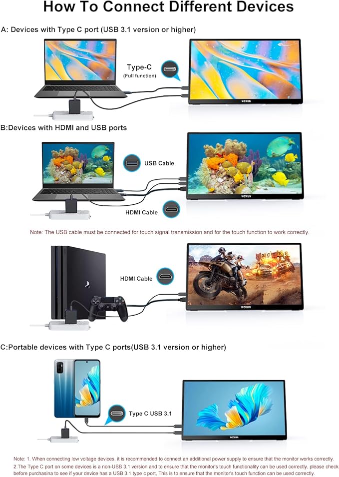 4K Portable Touch Monitor 15.6 inch 3840 * 2160 UHD w/USB-C HDMI Laptop Monitor 2000:1 100% RGB IPS Aluminum Alloy Shell10-Point TouchDual Speaker HDR for Home Work