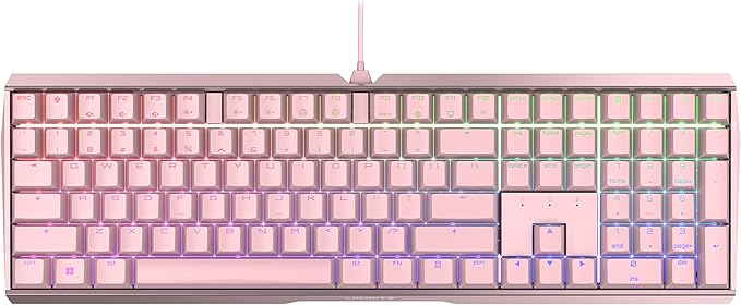 Cherry MX 3.0 S Wired Mechanical Gaming Keyboard. Aluminum Housing Built for Gamers w/MX Silent Red Switches. RGB Backlit Color Display Over 16m Colors. Pink (Renewed)