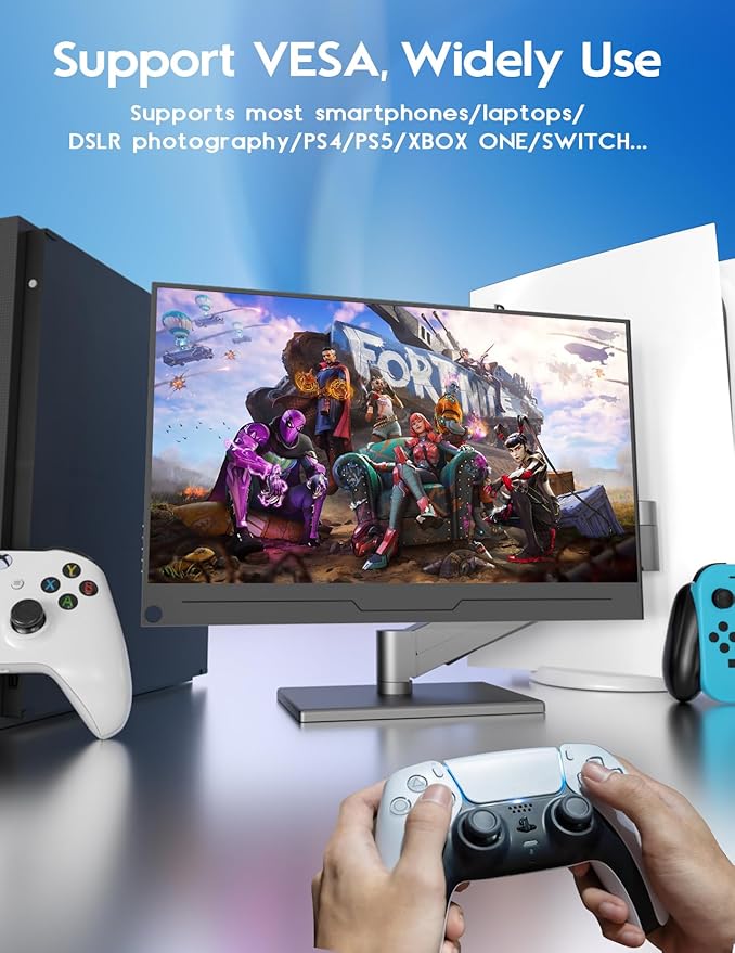 4K Portable Monitor 15.6 3840x2160 UHD USB-C HDMI Laptop Monitor 100% Adobe RGB IPS Computer Gaming Display HDR Travel Screen w/Speakers for Laptop Xbox PS5 Switch PC Phone