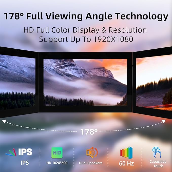 7 inch Portable Monitor 1024x600 HDMI Raspberry Pi Screen Dual-Speaker IPS LCD Display Mini Monitor for Laptop Xbox PS3 Raspberry Pi 5 4B 3B+