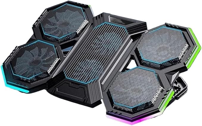17Inch Gaming Laptop Cooler Six Fan Adjustable Wind Speed Height RGB Backlight USB Port Laptop Cooling Pad Notebook Laptop Stand