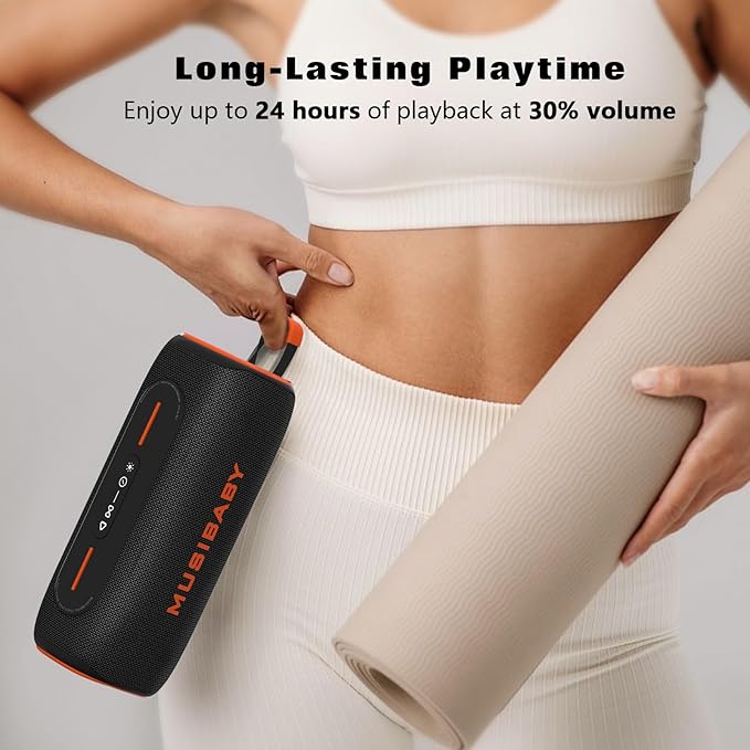 Musibaby 80W Bluetooth Speaker Loud Portable Speaker with Deep Bass Waterproof Outdoor Speaker with RGB Lights for Camping Beach &amp Party 24H Playtime BT5.3 Dual Pairing