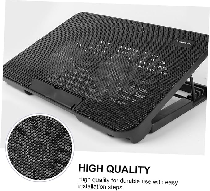 Cooling Pad with Dual Fans Portable USB Cooler for Heat Dissipation Easy to Install Stand Black