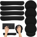 8 Pcs Ergonomic Mouse Pad and Keyboard Wrist Rest Set Memory Foam Support for Comfortable Typing Black Computer Gaming Office Home Accessories