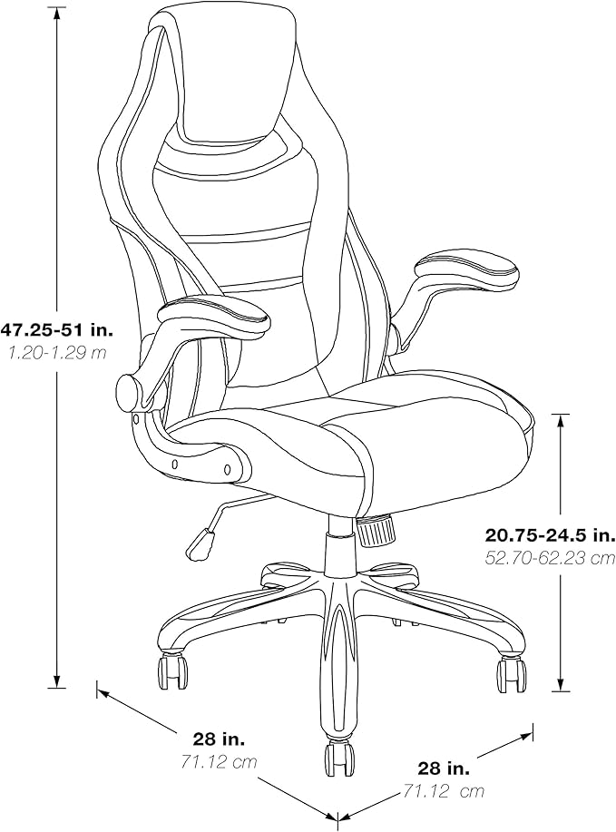 OSP Home Furnishings Xeno Ergonomic Adjustable Faux Leather Gaming Chair with Integrated Headrest and Airflow Cooling Material Black with Red Accents
