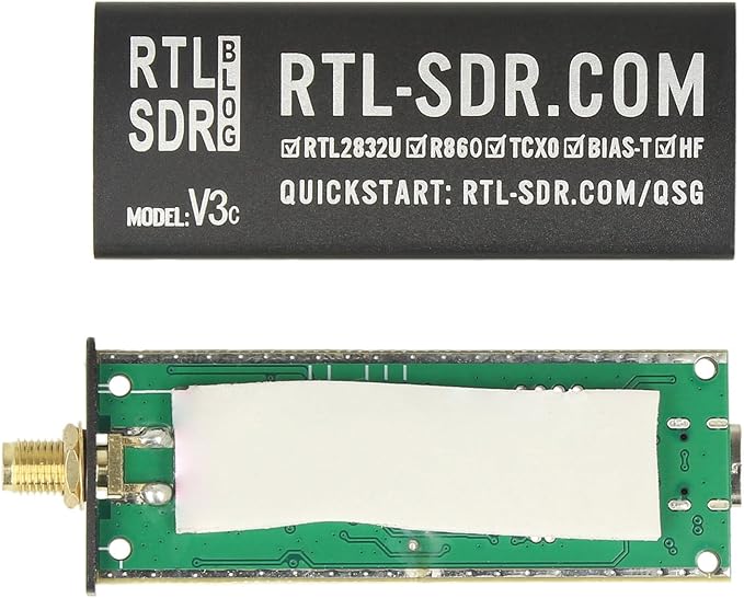 RTL-SDR Blog V3 R860 RTL2832U 1PPM TCXO SMA Software Defined Radio (Dongle Only) (Black) (USB-C)