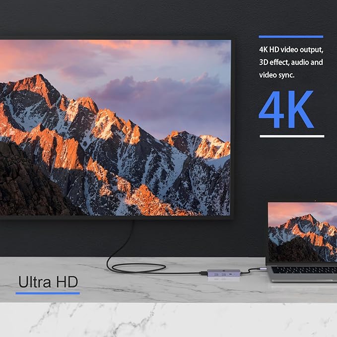 USB C Hub 7 Ports USB 3.0 Hub with 5Gbps Data Transfer USB C to HDMI with HDMI USB C 3.0/2.0 SD/TF PD 100W Compatible with Type C MacBook Mac Pro iMac