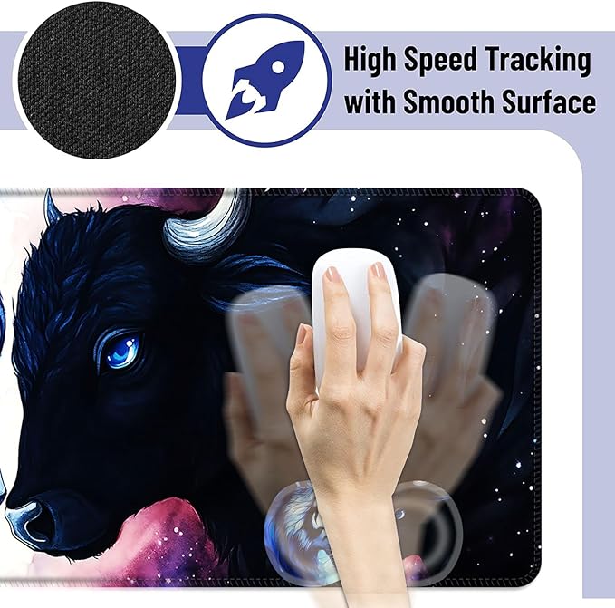 Large Mouse Pad and Keyboard Wrist Rest Desk Pad for Keyboard and Mouse 4-in-1 Large Gaming Mouse Pad with Wrist Support Desk Mat for Home Office Study GameTiger and Cow