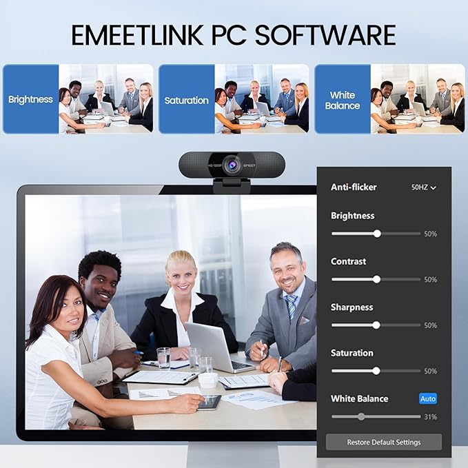 EMEET 1080P Webcam with Microphone C960 Web Cam 2 Mics 90° FOV USB Type-A &amp A-to-C Adapter Plug&ampPlay Computer Camera for Online Calling Zoom/Teams/Facetime Switch 2 Camera Support 2025