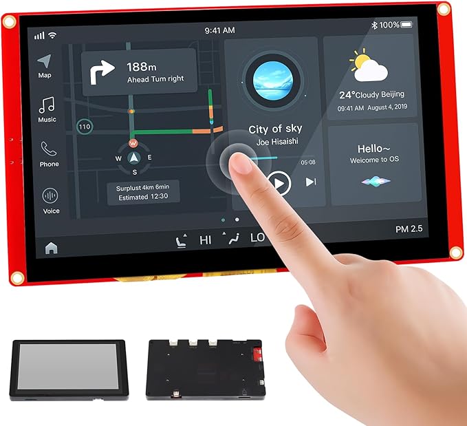 ELECROW ESP32 Display 800×480 7 Inch HMI Basic ESP32 RGB TFT LCD Touch Screen with Acrylic Case 32-Bit LX6 Dual-Core Processor Up to 240MHz Compatible with Arduino LVGL PlatformIO MicroPython