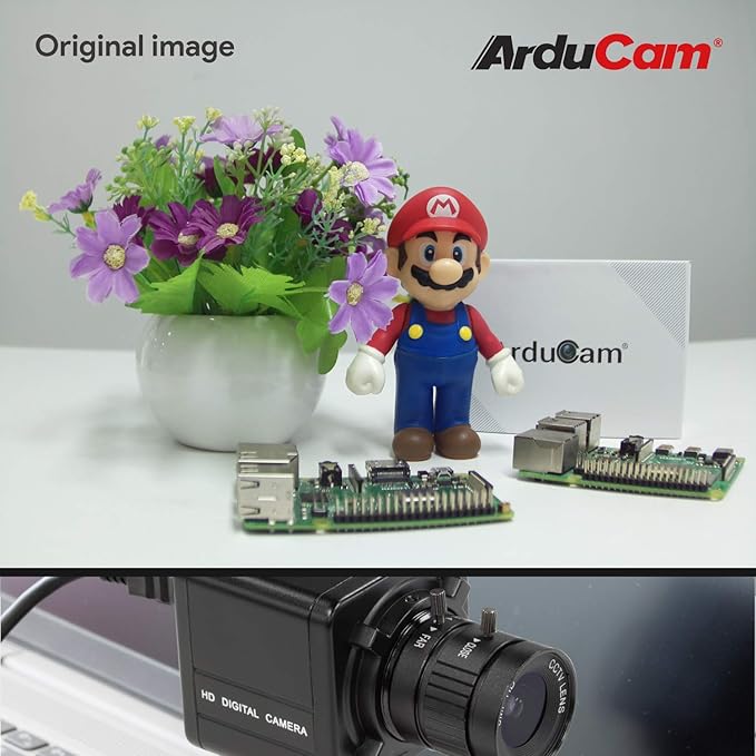 Arducam for Raspberry Pi HQ Camera 12MP IMX477 HQ Webcam with Audio 6mm CS-Mount Lens Metal Enclosure Tripod and USB Cable